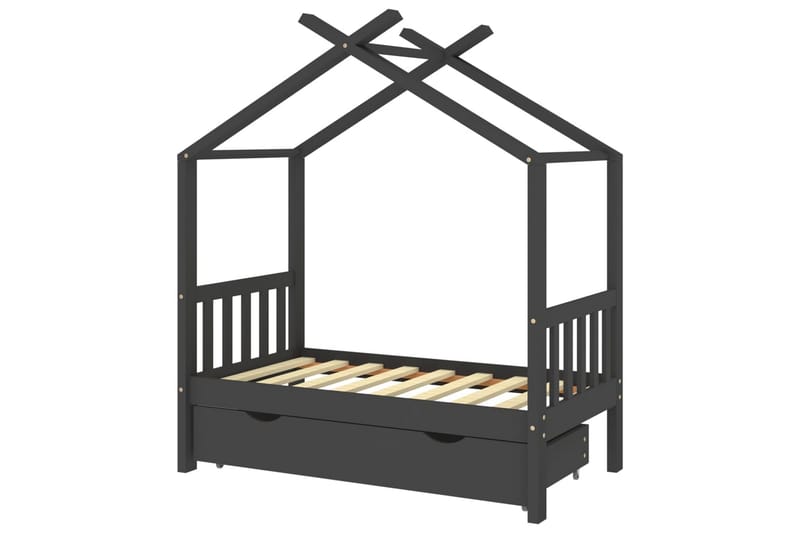 Hussäng med låda mörkgrå massiv furu 70x140 cm - Mörkgrå - Möbler - Barnmöbler - Barnsäng & juniorsäng - Hussäng