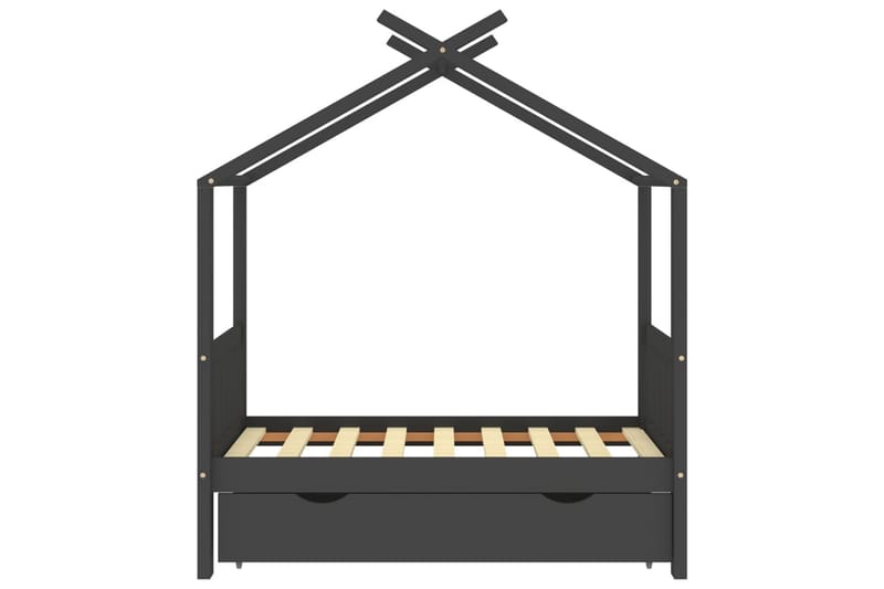 Hussäng med låda mörkgrå massiv furu 70x140 cm - Mörkgrå - Möbler - Barnmöbler - Barnsäng & juniorsäng - Hussäng