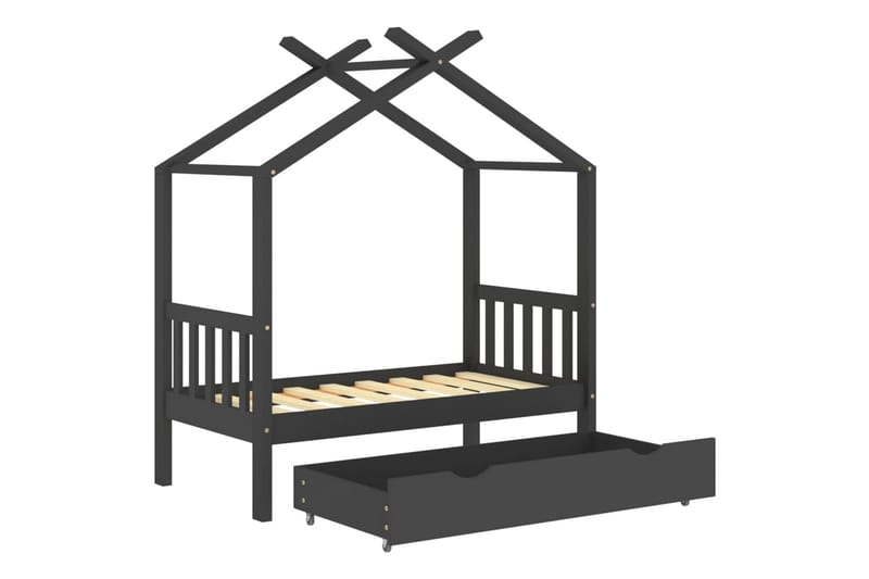 Hussäng med låda mörkgrå massiv furu 70x140 cm - Mörkgrå - Möbler - Barnmöbler - Barnsäng & juniorsäng - Hussäng