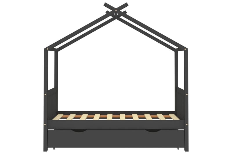 Hussäng med låda mörkgrå massiv furu 80x160 cm - Grå - Hussäng