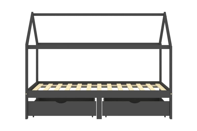 Hussäng med låda mörkgrå massiv furu 90x200 cm - Grå - Möbler - Barnmöbler - Barnsäng & juniorsäng - Hussäng