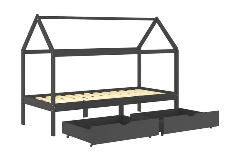 Hussäng med låda mörkgrå massiv furu 90x200 cm - Grå - Möbler - Barnmöbler - Barnsäng & juniorsäng - Hussäng