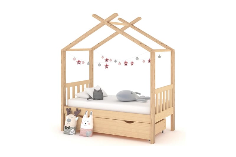 Hussäng med låda massiv furu 70x140 cm - Brun - Möbler - Barnmöbler - Barnsäng & juniorsäng - Hussäng