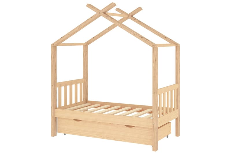 Hussäng med låda massiv furu 70x140 cm - Brun - Möbler - Barnmöbler - Barnsäng & juniorsäng - Hussäng
