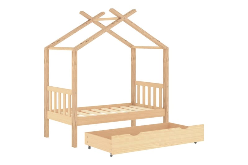 Hussäng med låda massiv furu 70x140 cm - Brun - Möbler - Barnmöbler - Barnsäng & juniorsäng - Hussäng