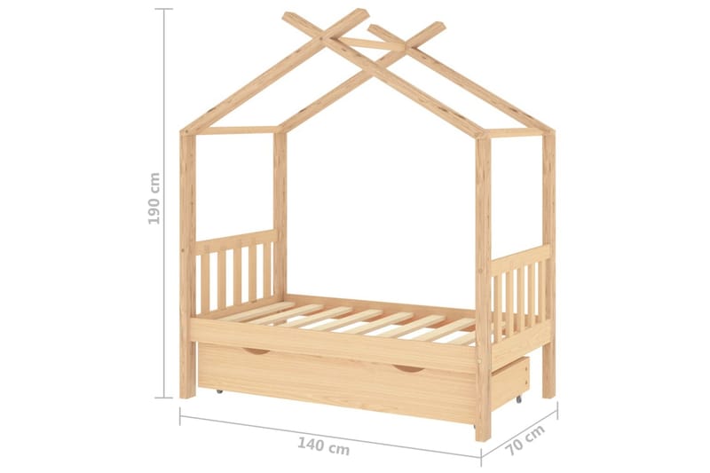 Hussäng med låda massiv furu 70x140 cm - Brun - Möbler - Barnmöbler - Barnsäng & juniorsäng - Hussäng