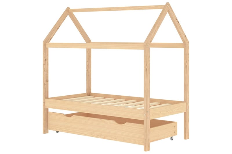 Hussäng med låda massiv furu 70x140 cm - Mörkbrun - Möbler - Barnmöbler - Barnsäng & juniorsäng - Hussäng