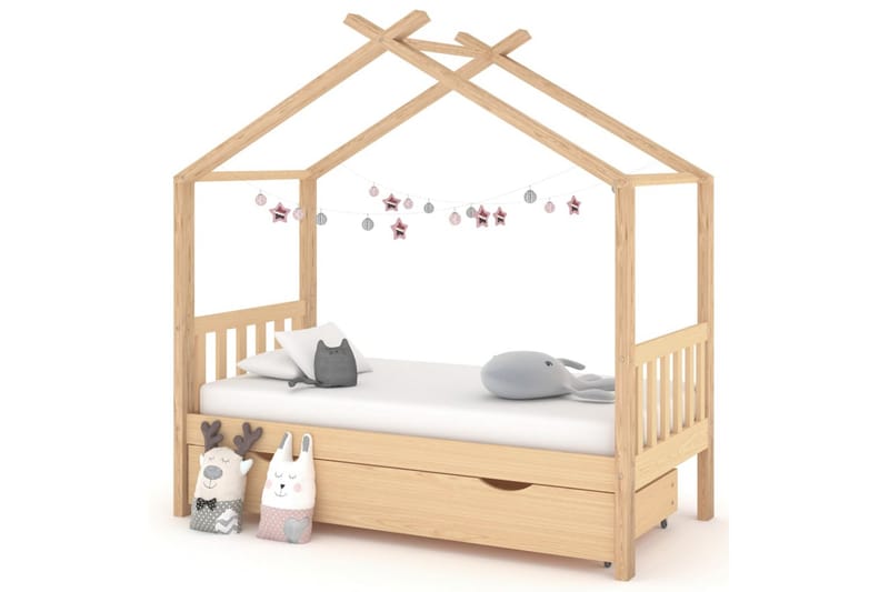 Hussäng med låda massiv furu 80x160 cm - Brun - Möbler - Barnmöbler - Barnsäng & juniorsäng - Hussäng