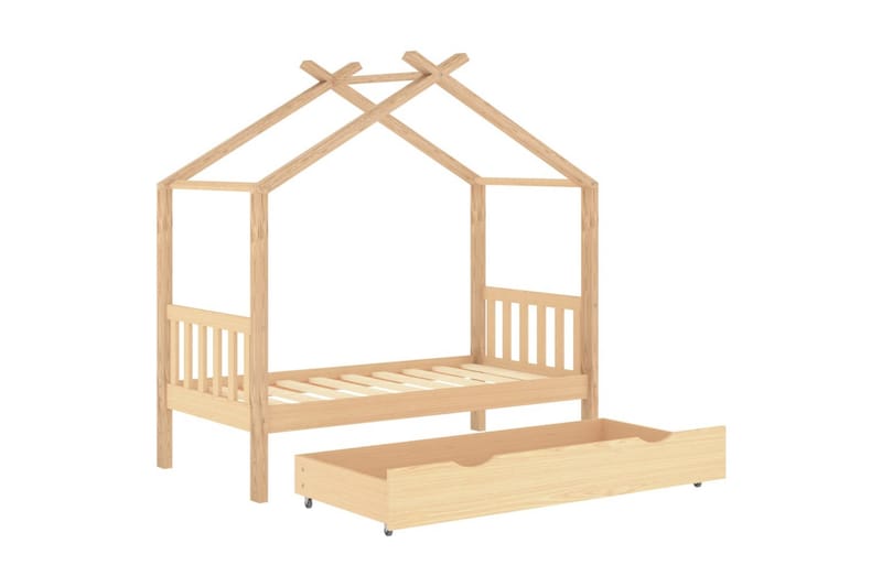 Hussäng med låda massiv furu 80x160 cm - Brun - Möbler - Barnmöbler - Barnsäng & juniorsäng - Hussäng