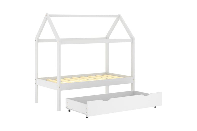Hussäng med låda vit massiv furu 70x140 cm - Vit - Möbler - Barnmöbler - Barnsäng & juniorsäng - Hussäng