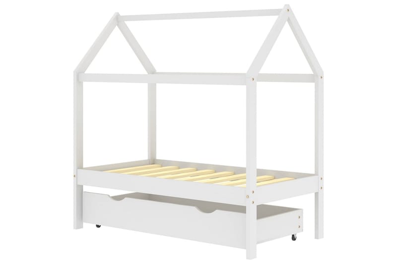 Hussäng med låda vit massiv furu 70x140 cm - Vit - Möbler - Barnmöbler - Barnsäng & juniorsäng - Hussäng