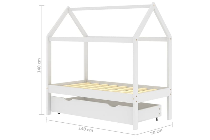 Hussäng med låda vit massiv furu 70x140 cm - Vit - Möbler - Barnmöbler - Barnsäng & juniorsäng - Hussäng