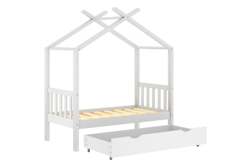 Hussäng med låda vit massiv furu 70x140 cm - Vit - Möbler - Barnmöbler - Barnsäng & juniorsäng - Hussäng