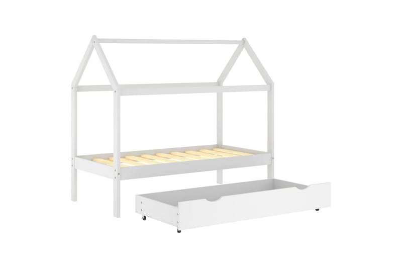 Hussäng med låda vit massiv furu 80x160 cm - Vit - Möbler - Barnmöbler - Barnsäng & juniorsäng - Hussäng