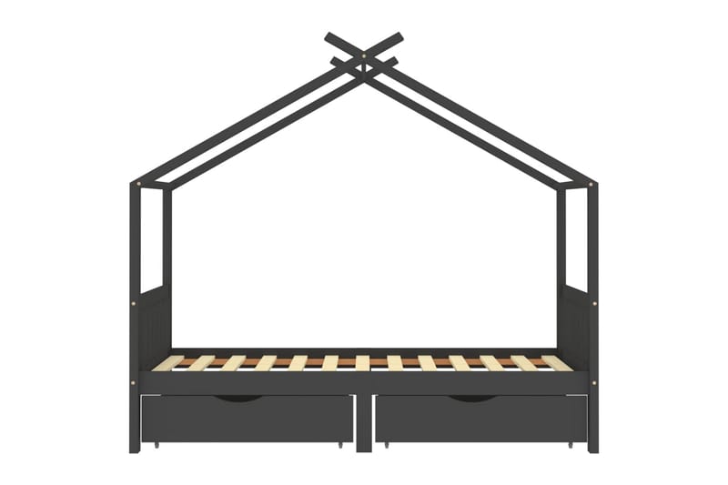 Hussäng med lådor mörkgrå massiv furu 90x200 cm - Grå - Möbler - Barnmöbler - Barnsäng & juniorsäng - Hussäng