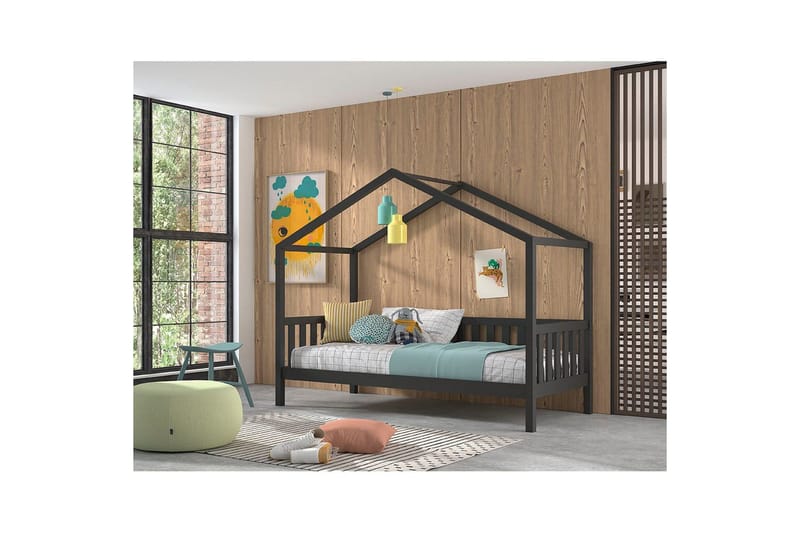 Hussäng med staket Dallas 90x200 cm Antracit - Antracit - Möbler - Barnmöbler - Barnsäng & juniorsäng