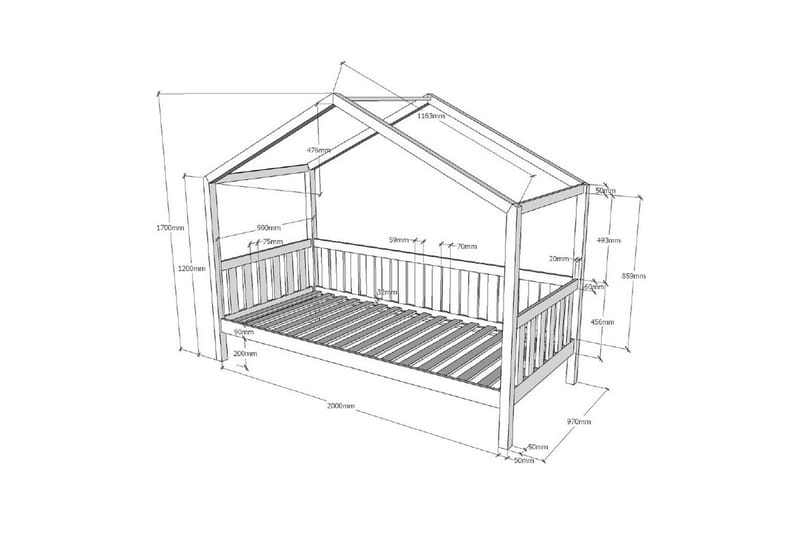 Hussäng med textilsats Dallas 90x200 cm Naturlig, Med staket, Utan låda - Naturlig, Med staket, Utan låda - Möbler - Barnmöbler - Barnsäng & juniorsäng - Hussäng