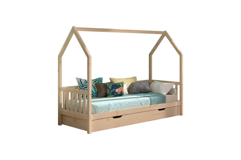 Hussäng med undersäng Cabane 90x200 cm Naturlig - Naturlig - Möbler - Barnmöbler - Barnsäng & juniorsäng