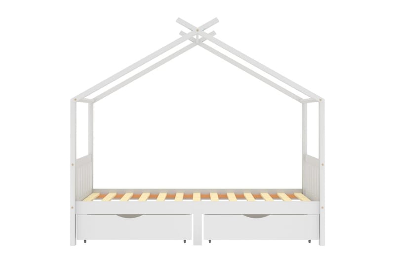 Sängram med lådor vit massiv furu 90x200 cm - Vit - Möbler - Barnmöbler - Barnsäng & juniorsäng - Hussäng