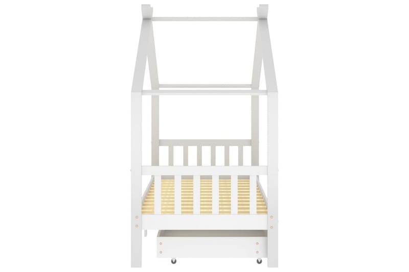Sängram med lådor vit massiv furu 90x200 cm - Vit - Möbler - Barnmöbler - Barnsäng & juniorsäng - Hussäng