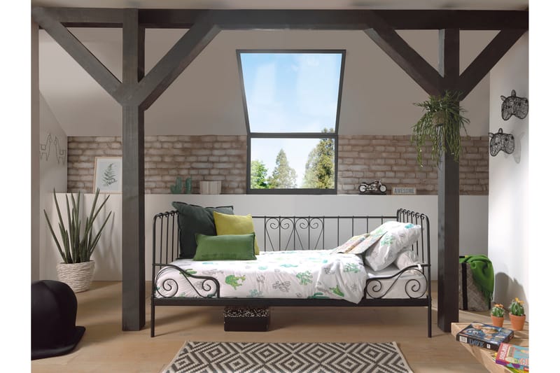 Hvattjom Säng 90x200 cm - Svart - Möbler - Barnmöbler - Barnsäng & juniorsäng