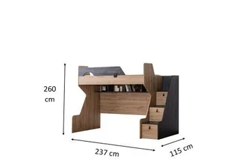 Jento Våningssäng - Antracit/Brun - Möbler - Barnmöbler - Barnsäng & juniorsäng - Loftsäng barn
