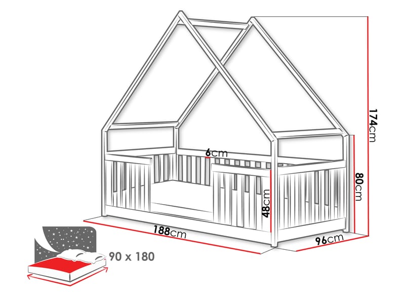 Jovricon Hussäng 96x188 cm - Beige - Möbler - Barnmöbler - Barnsäng & juniorsäng - Hussäng