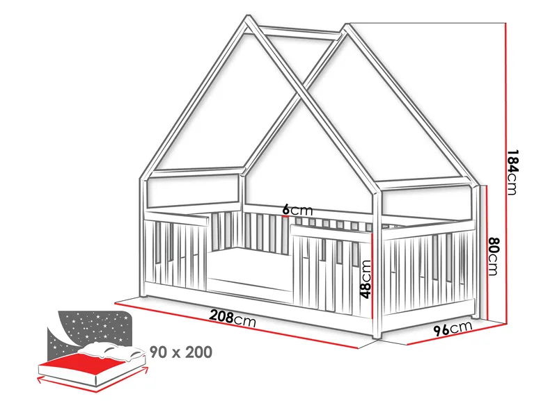 Jovricon Hussäng 96x208 cm - Beige - Möbler - Barnmöbler - Barnsäng & juniorsäng - Hussäng