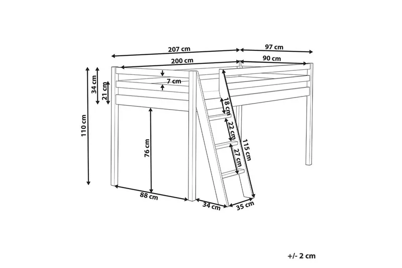 Låg våningssäng Ascoux - Vit - Möbler - Barnmöbler - Barnsäng & juniorsäng - Loftsäng barn