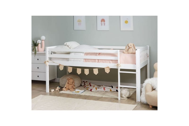 Låg våningssäng Peipin - Vit - Möbler - Barnmöbler - Barnsäng & juniorsäng - Loftsäng barn