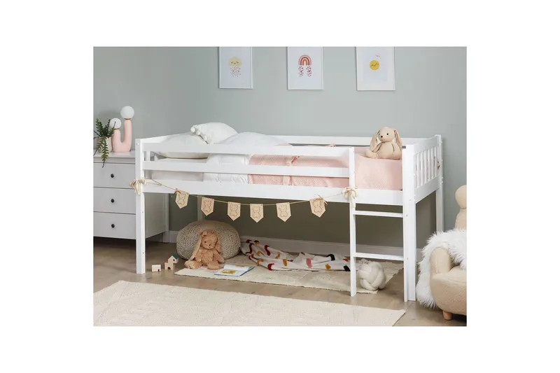 Låg våningssäng Peipin - Vit - Möbler - Barnmöbler - Barnsäng & juniorsäng - Loftsäng barn