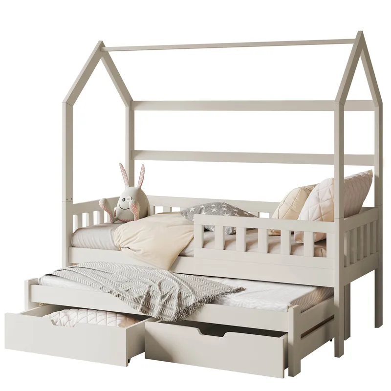 Majbelle Sängram Hussäng 80x180 cm med förvaring och extra liggplats, beige