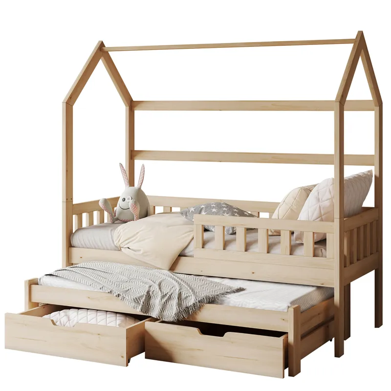 Majbelle Sängram Hussäng 80x180 cm med förvaring och extra liggplats, brun