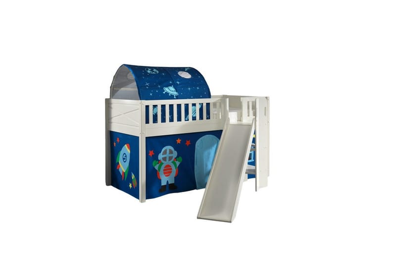 Mellanstegsäng med rutschkana och matchande textilset (lekgardin och tunnel) Scott Astro - Astro - Möbler - Barnmöbler - Barnsäng & juniorsäng - Loftsäng barn