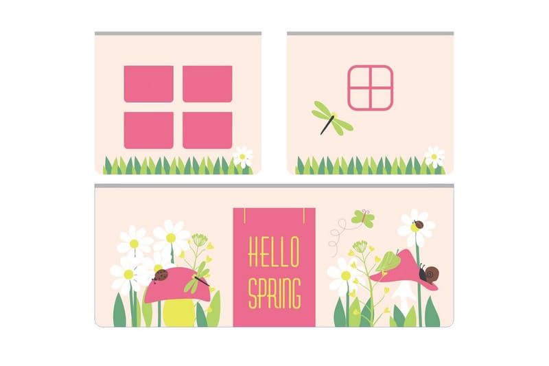 Mellanstegsäng med rutschkana och matchande textilset (lekgardin och tunnel) Scott Vår - Vår - Möbler - Barnmöbler - Barnsäng & juniorsäng - Loftsäng barn