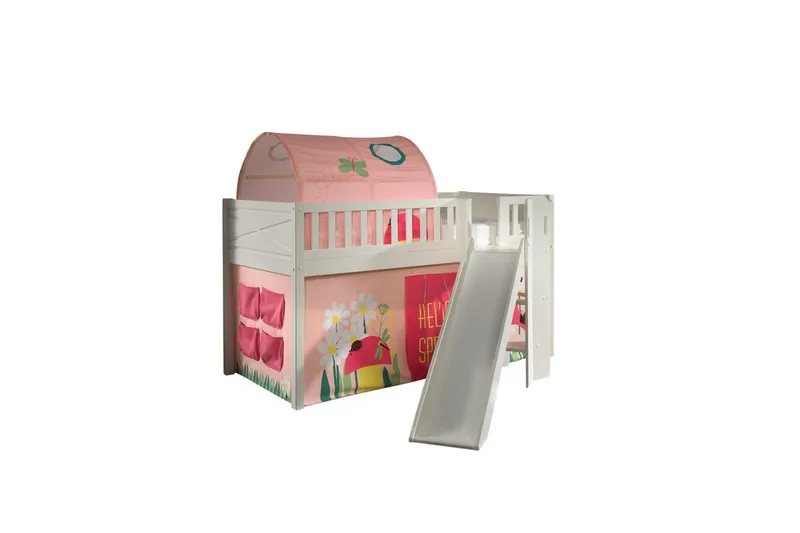 Mellanstegsäng med rutschkana och matchande textilset (lekgardin och tunnel) Scott Vår, Vår