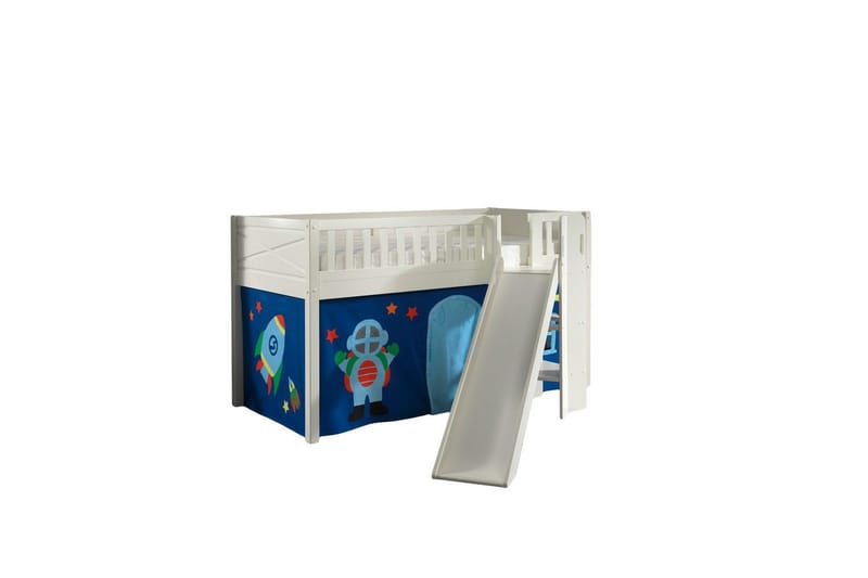Mellanstegsäng med rutschkana och matchande textilset (lekgardin) Scott Astro - Astro - Möbler - Barnmöbler - Barnsäng & juniorsäng - Loftsäng barn