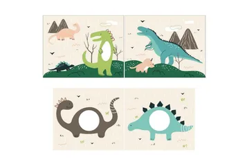 Mellanstegsäng med rutschkana och matchande textilset (lekgardin) Scott Dino - Dino - Möbler - Barnmöbler - Barnsäng & juniorsäng - Hussäng