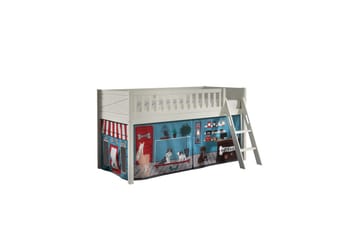 Mellanstegsäng med stege och matchande textilset (lekgardin) Scott Husdjursaffär, Djurbutik - Husdjursaffär, Djurbutik - Möbler - Barnmöbler - Barnsäng & juniorsäng - Hussäng