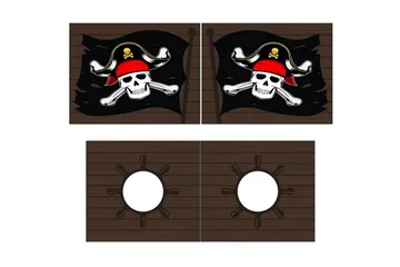 Mellanstegsäng med stege och matchande textilset (lekgardin) Scott Karibiska Pirater - Karibiska Pirater - Möbler - Barnmöbler - Barnsäng & juniorsäng - Hussäng