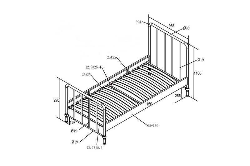 Säng Bronxx Vit, 90 x 200 cm - Vit, 90 x 200 cm - Möbler - Barnmöbler - Barnsäng & juniorsäng