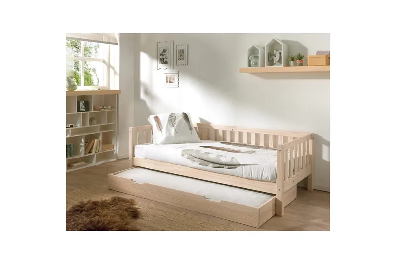 Säng Fritz med 1 Låda Naturlig - Naturlig - Möbler - Barnmöbler - Barnsäng & juniorsäng