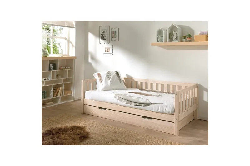 Säng Fritz med 1 Låda Naturlig - Naturlig - Möbler - Barnmöbler - Barnsäng & juniorsäng