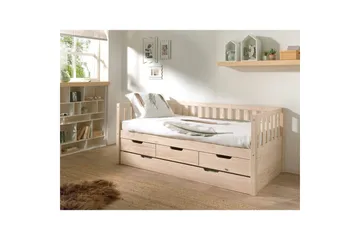 Säng Fritz med 3 Lådor och Undersäng Naturlig - Naturlig - Möbler - Barnmöbler - Barnsäng & juniorsäng