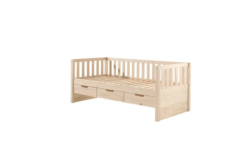 Säng Fritz med 3 Lådor och Undersäng Naturlig - Naturlig - Möbler - Barnmöbler - Barnsäng & juniorsäng