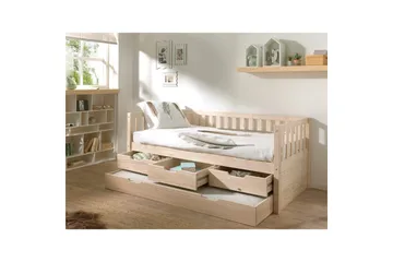 Säng Fritz med 3 Lådor och Undersäng Naturlig - Naturlig - Möbler - Barnmöbler - Barnsäng & juniorsäng