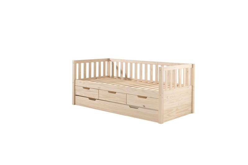 Säng Fritz med 3 Lådor och Undersäng Naturlig - Naturlig - Möbler - Barnmöbler - Barnsäng & juniorsäng