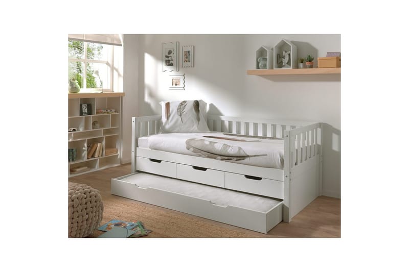 Säng Fritz med 3 Lådor och Undersäng Vit - Vit - Möbler - Barnmöbler - Barnsäng & juniorsäng
