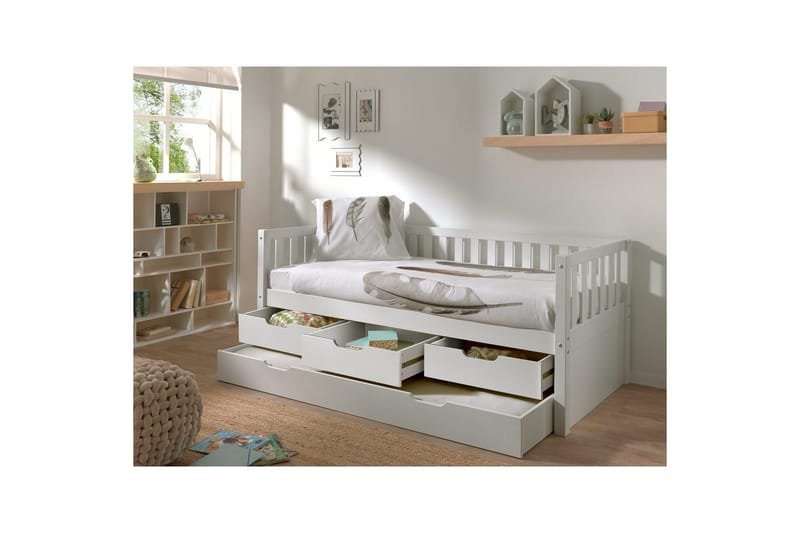 Säng Fritz med 3 Lådor och Undersäng Vit - Vit - Möbler - Barnmöbler - Barnsäng & juniorsäng