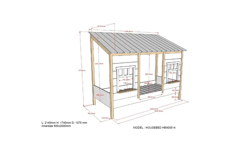 Säng Hussäng Brun - Brun - Möbler - Barnmöbler - Barnsäng & juniorsäng - Hussäng